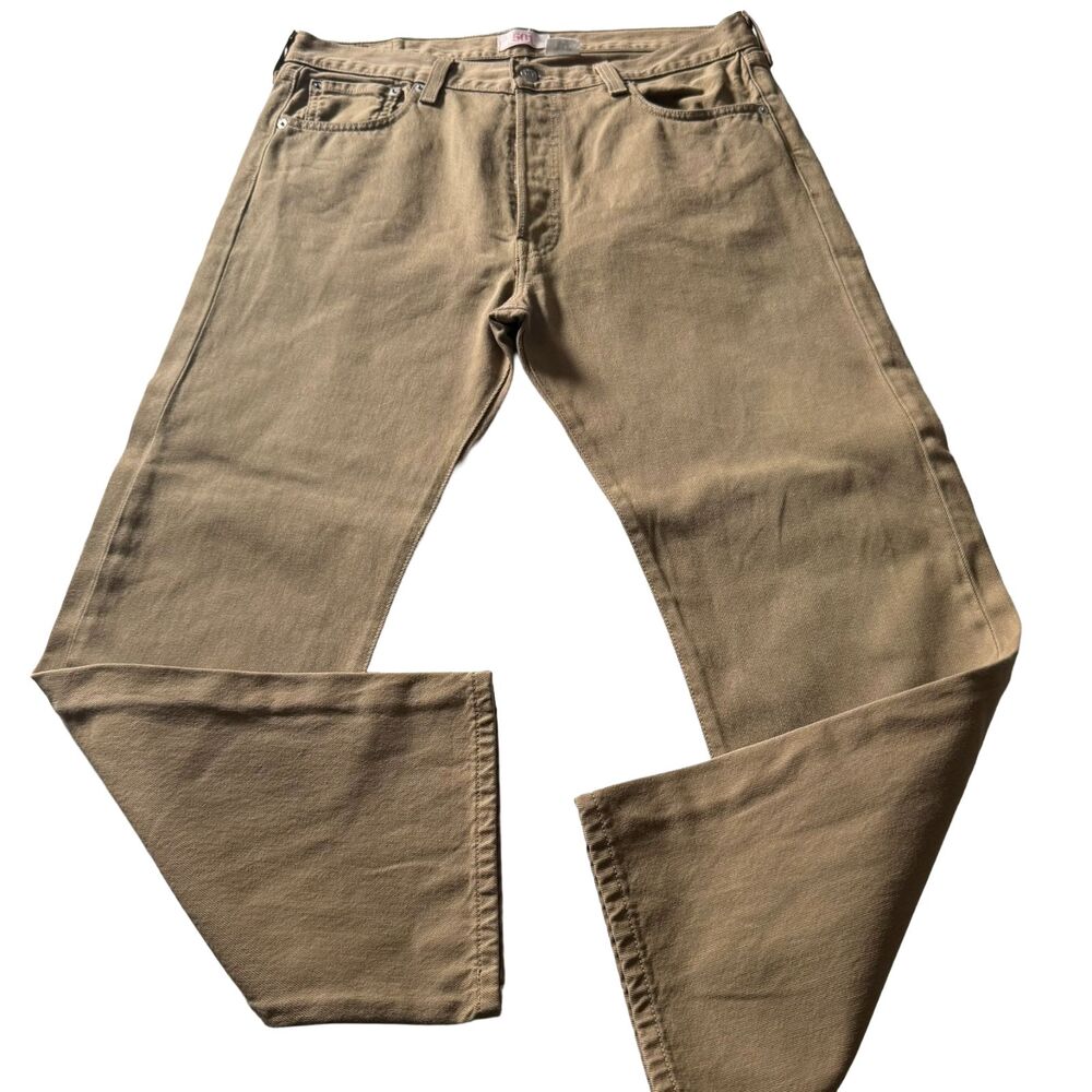 Vintage 2009 Levi’s 501 Jeans Mens 36x30 Tan Brown Denim Straight Leg Button Fly